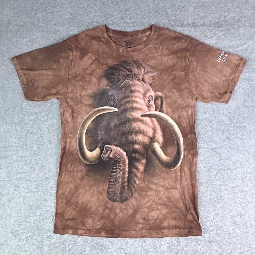 The Mountain Woolly Mammoth Tie Dye Brown Graphic T-Shirt Dinosaur World Medium